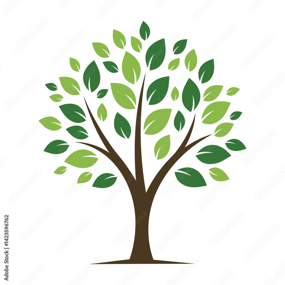 Green tree with stylized leaves representing nature and growth Green tree with stylized leaves representing nature and growth