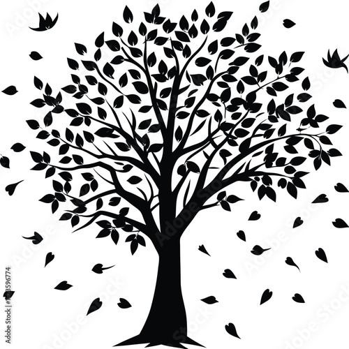 tree with roots with shilloute vector
