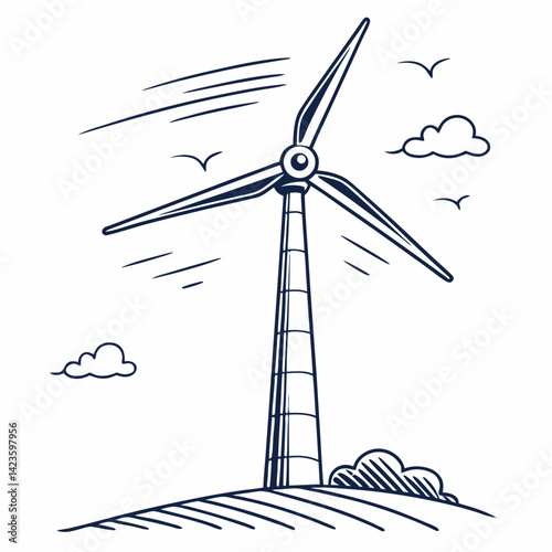wind turbine in the sky