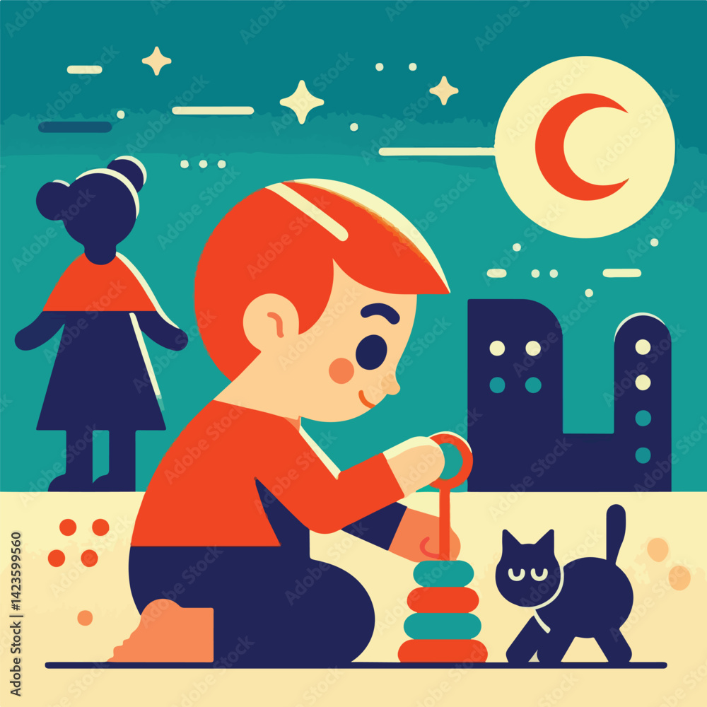 vector image of a child playing