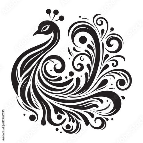 Vector illustration of a peacock