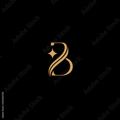 Luxury letter b logo template in gold color. Modern trendy initial luxury b letter logo design. Royal premium letter b logo design vector template.
