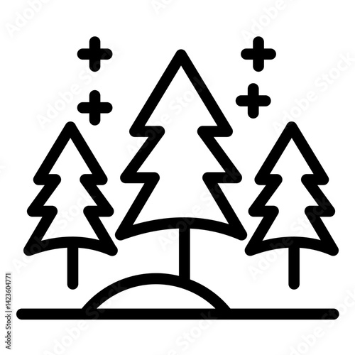 Snow Forest Line Icon Style