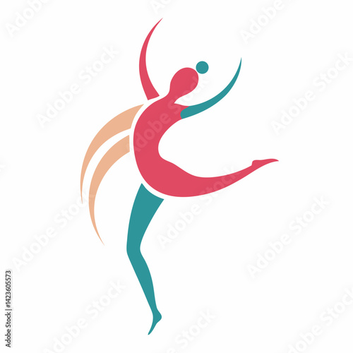 Minimalist logo design for a dance studio featuring a graceful figure in motion, highlighting movement and elegance in a creative approach