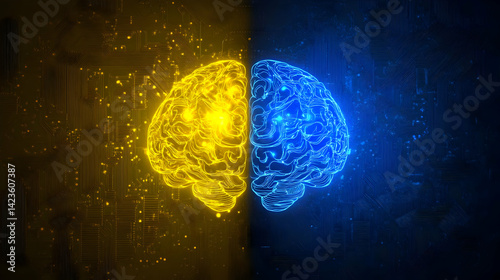Conceptual depiction of brain hemispheres showcasing cognitive diversity and balance