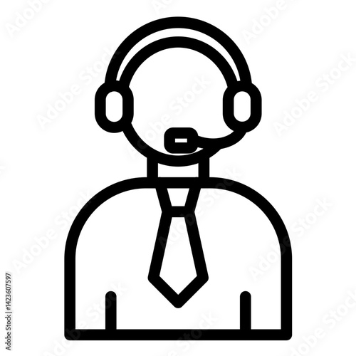 Telemarketer Line Icon Style
