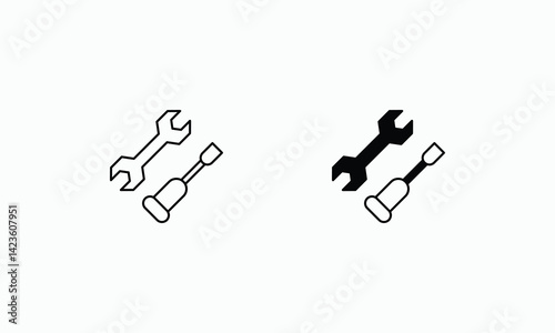 Auto Paint icons set Line and Glyph black vector icon stock illustration