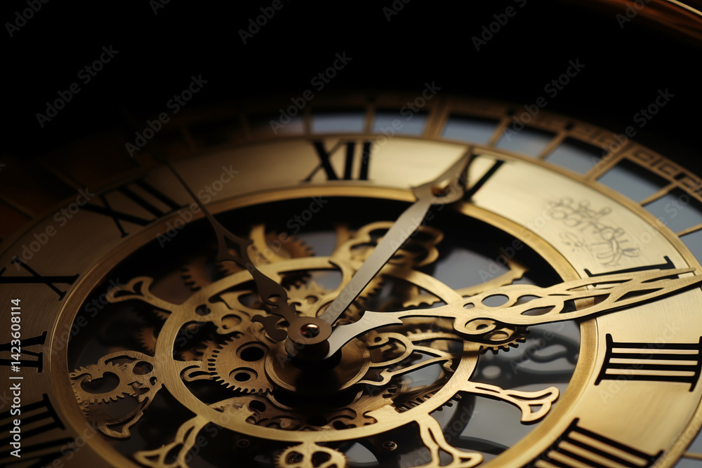 Obraz premium Close-Up of Steampunk-Style Antique Clock Mechanism
