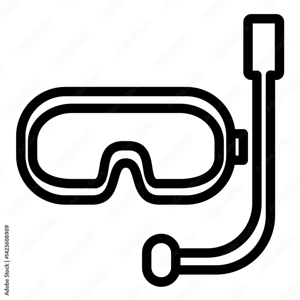 Diving Mask Line Icon Style Diving Mask Line Icon Style