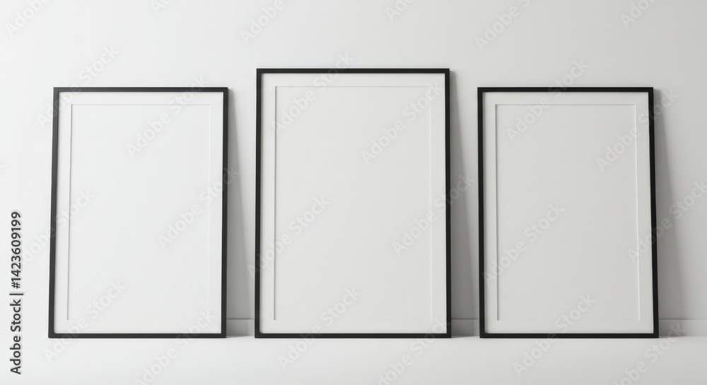 Three Poster Frames Mockup