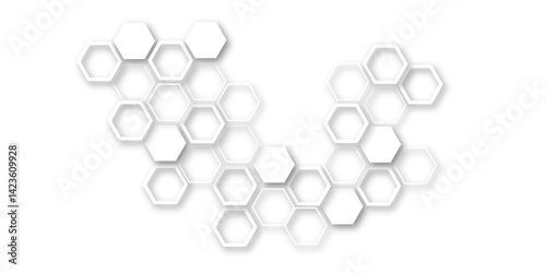 An Elegant and Abstract Visualization of Technological Innovation Through a Honeycomb-Inspired Geometric Pattern of Hexagons Representing Molecular Networks in a Clean, Minimalist Style