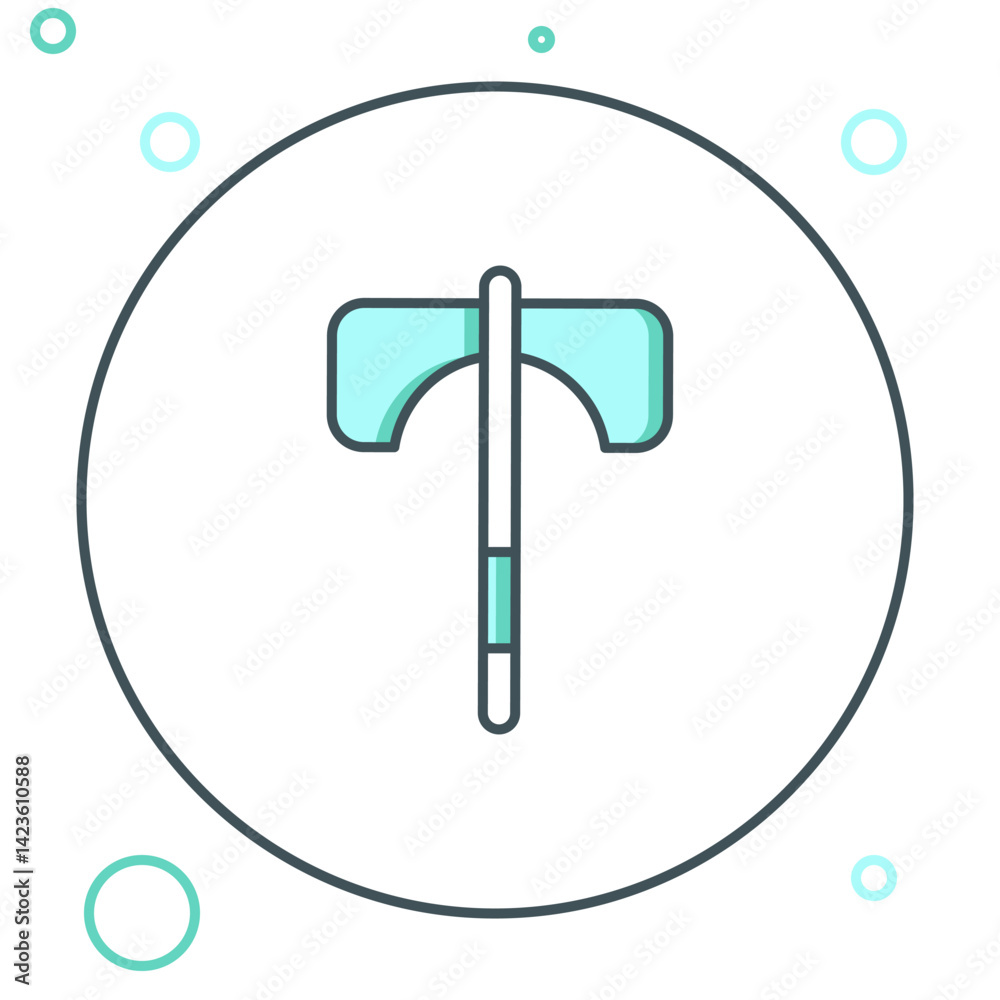 Line Medieval axe icon isolated on white background. Battle axe, executioner axe. Medieval weapon. Colorful outline concept. Vector Line Medieval axe icon isolated on white background. Battle axe, executioner axe. Medieval weapon. Colorful outline concept. Vector