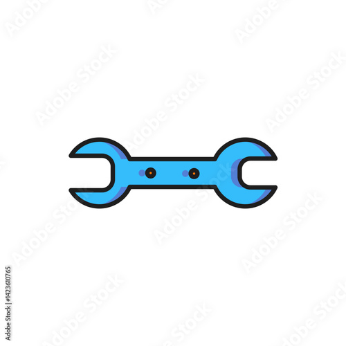 Color Wrench spanner icon isolated on white background. Flat filled outline style with shadow. Vector