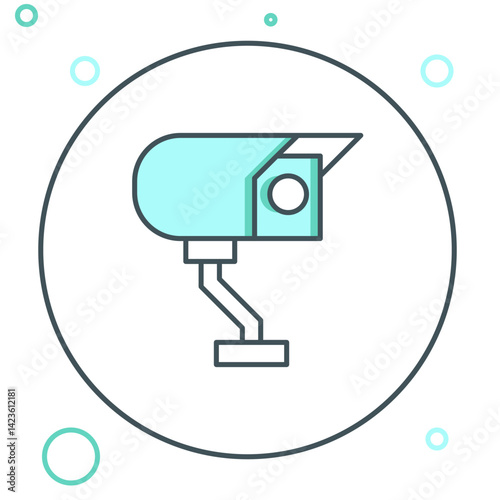 Line Security camera icon isolated on white background. Colorful outline concept. Vector