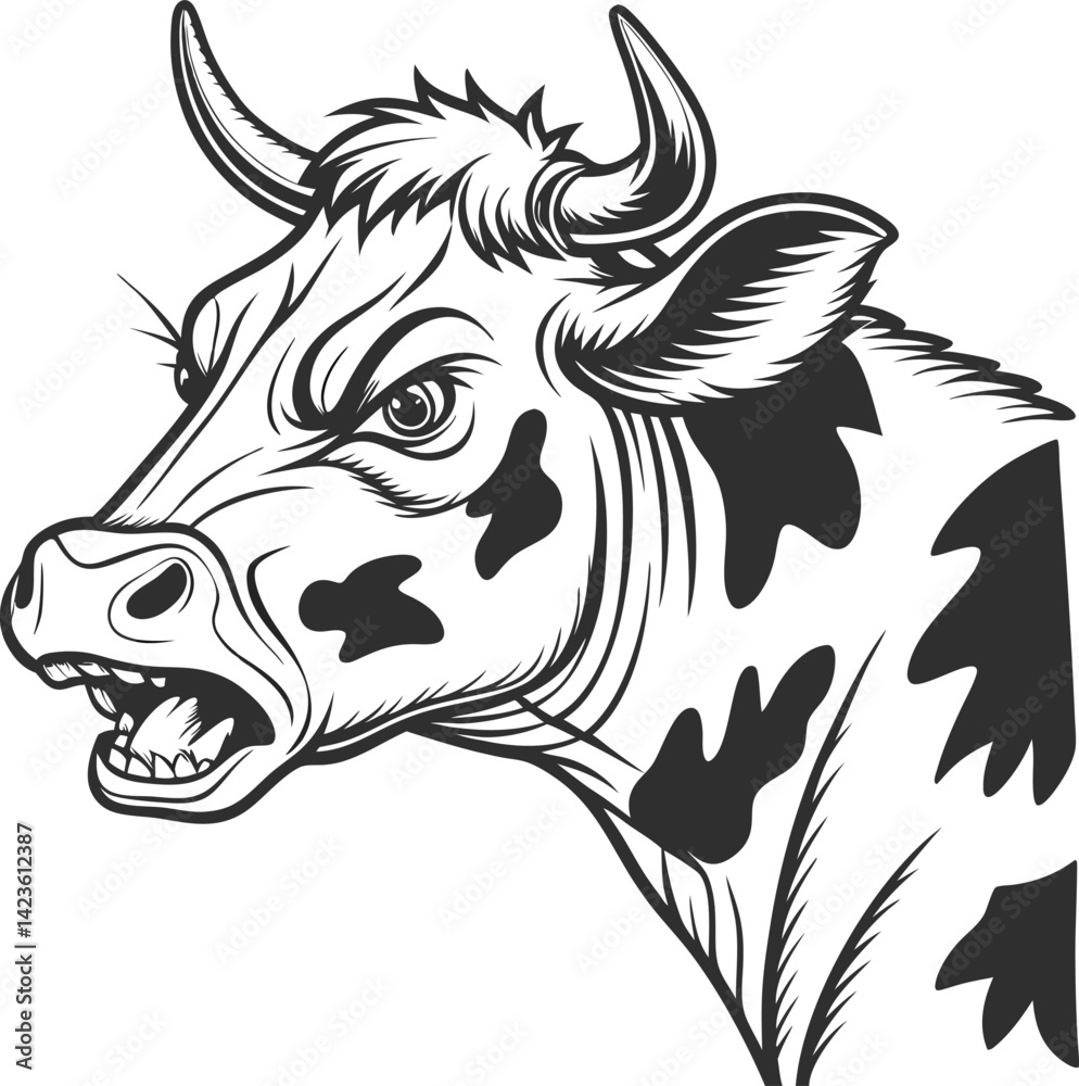 Fototapeta premium black and white cow