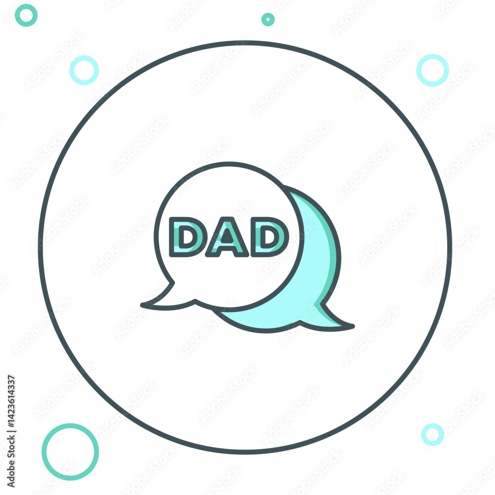Line Speech bubble dad icon isolated on white background. Happy fathers day. Colorful outline concept. Vector Line Speech bubble dad icon isolated on white background. Happy fathers day. Colorful outline concept. Vector