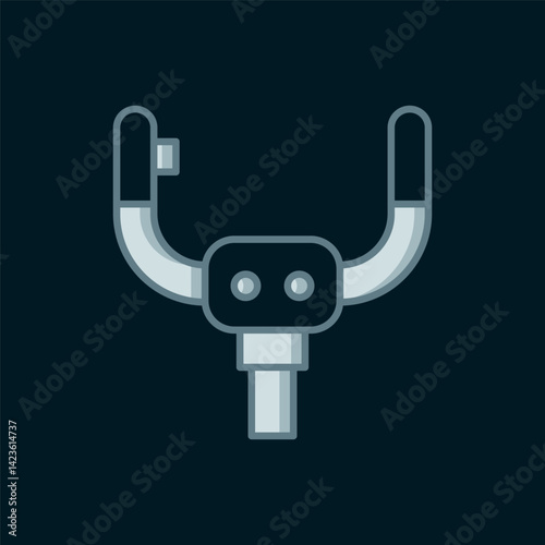 Line Aircraft steering helm icon isolated on black background. Aircraft control wheel. Flat filled outline style with shadow. Vector