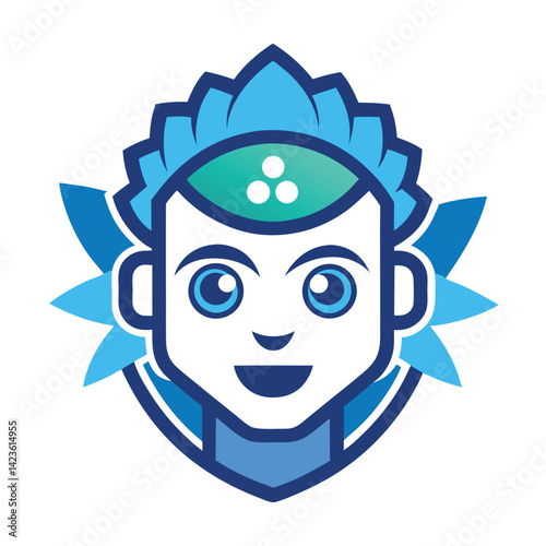 Clean logo design for an emotional intelligence artificial intelligence company showcasing a friendly and approachable character with a thoughtful expression