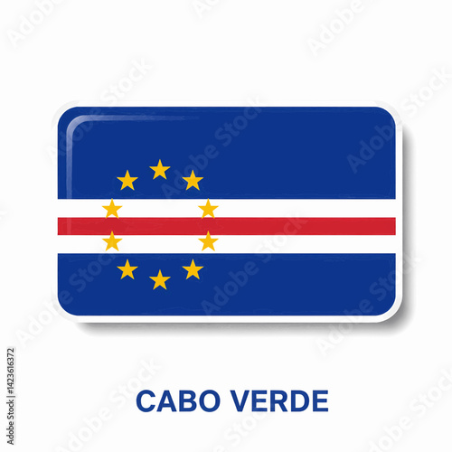 Free Download A clear digital illustration of the rectangular flag of Cabo Verde. Below the flag, the word 
