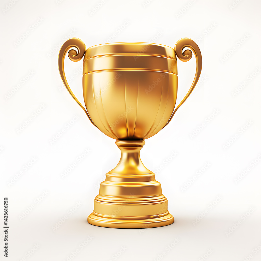 Gold trophy cup 3d object isolated on white background