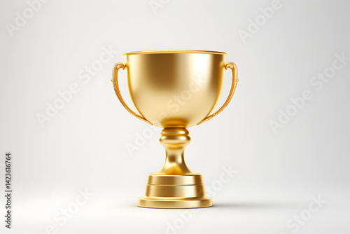 Gold trophy cup 3d object isolated on white background