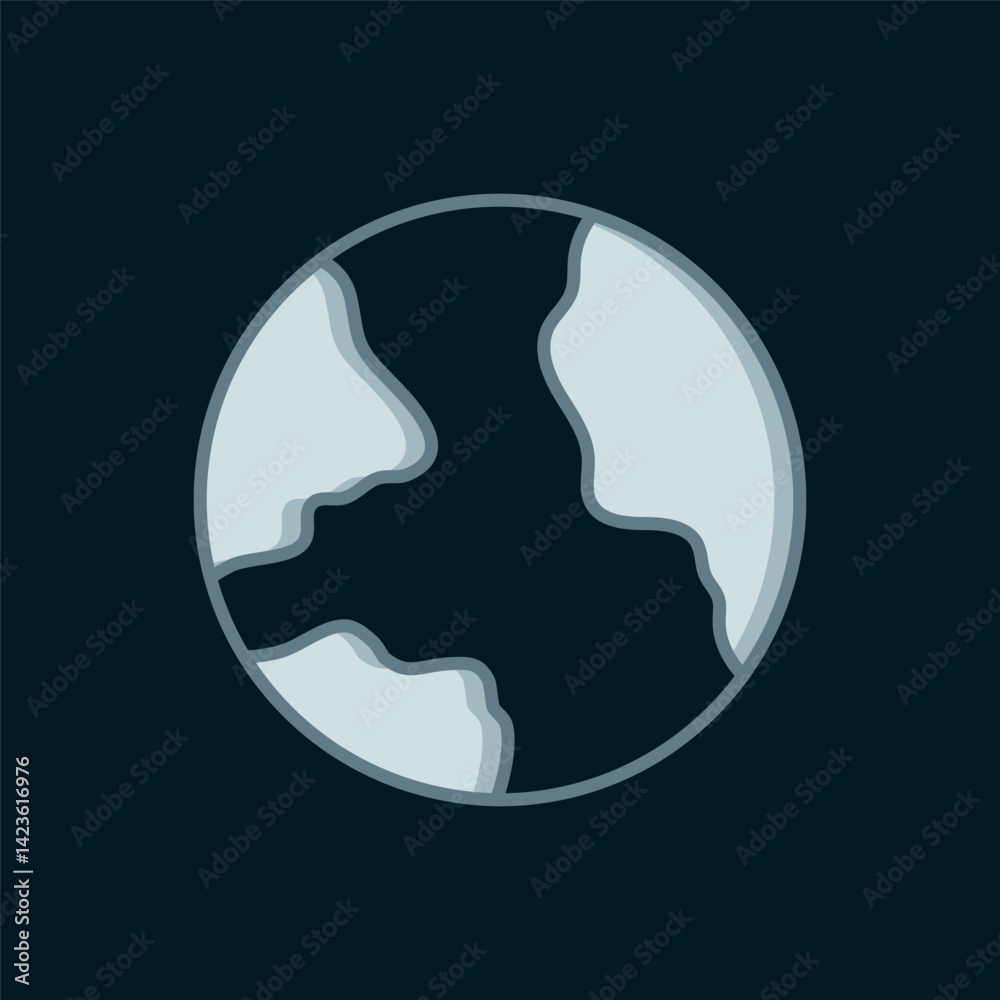 Line Worldwide icon isolated on black background. Pin on globe. Flat filled outline style with shadow. Vector Line Worldwide icon isolated on black background. Pin on globe. Flat filled outline style with shadow. Vector