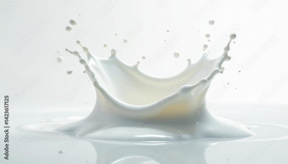 Frozen moment of splashing milk, pristine white backdrop , pouring, photography, advertising Frozen moment of splashing milk, pristine white backdrop , pouring, photography, advertising