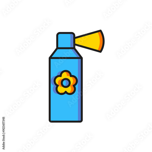 Color Air freshener spray bottle icon isolated on white background. Air freshener aerosol bottle. Flat filled outline style with shadow. Vector