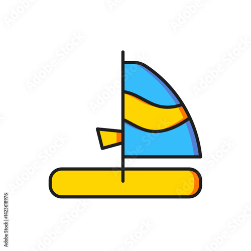 Color Windsurfing icon isolated on white background. Flat filled outline style with shadow. Vector