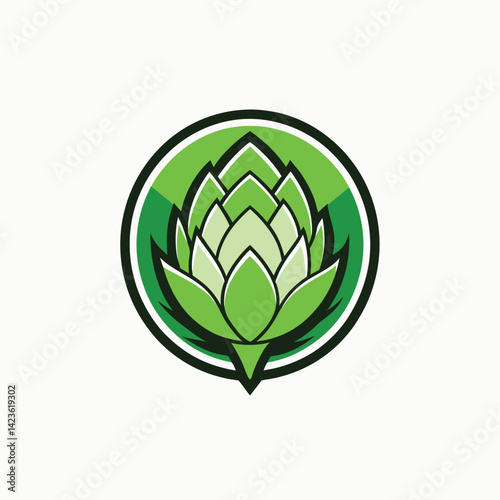Drawing of a cauliflower with the green leaves. Artichokes group sketch style logo, Icon, element. Vector illustration