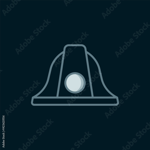 Line Firefighter helmet or fireman hat icon isolated on black background. Flat filled outline style with shadow. Vector