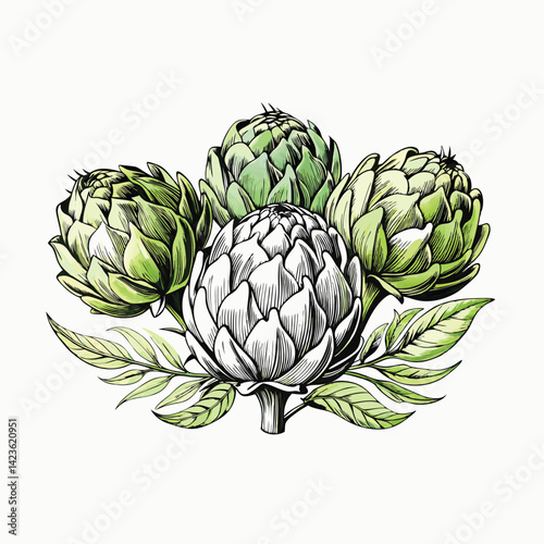 Artichoke flower. Vector plant isolated on white background