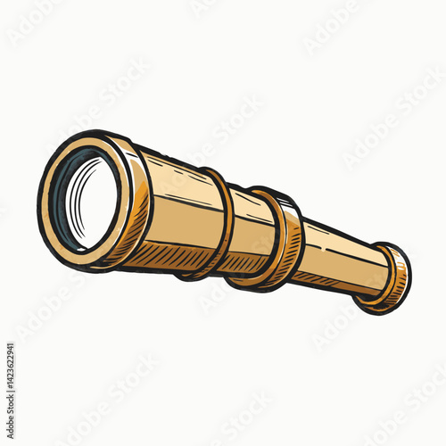Old binoculars on transparent background