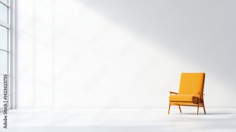 Bright, minimalist room with an accent chair Bright, minimalist room with an accent chair