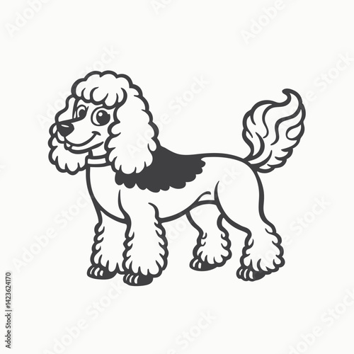 Lagotto Romagnolo dog peeking face Sketch Hand drawn single line art use for logo poster 