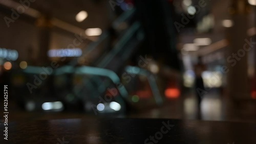 blurred motion of movement in low light in the building 
