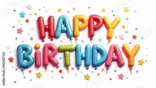 Happy Birthday Balloon Letters On White