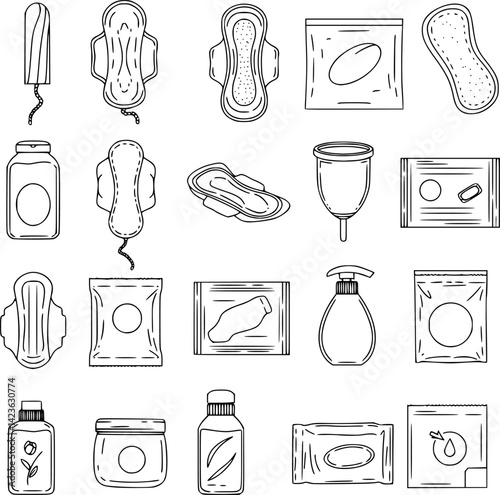 Feminine hygiene products vector set PNG clipart