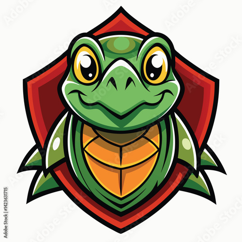Cute turtle cartoon character Muscat logo on white background