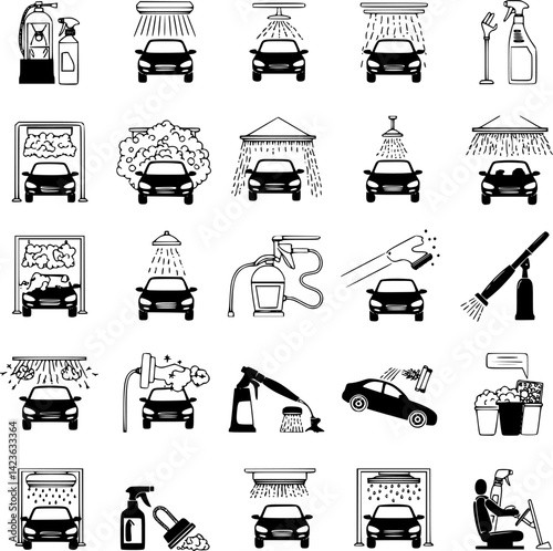Car wash icons set. vector set PNG clipart