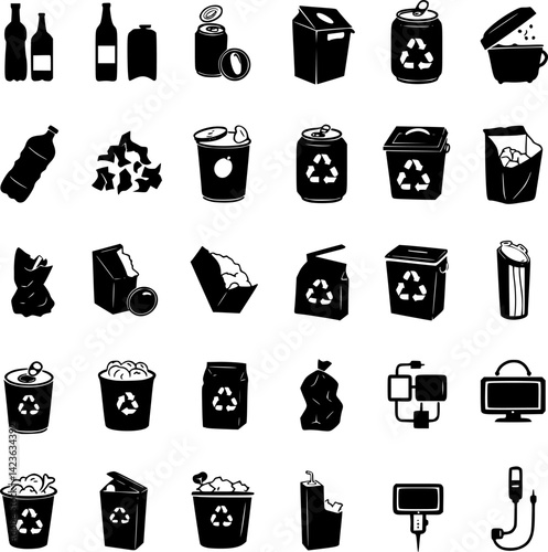 Garbage icons set vector set PNG clipart