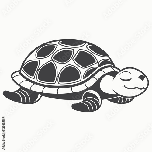 sleeping Cute turtle cartoon character Vector Hand Drawn Illustration Isolated On Transparent Background
