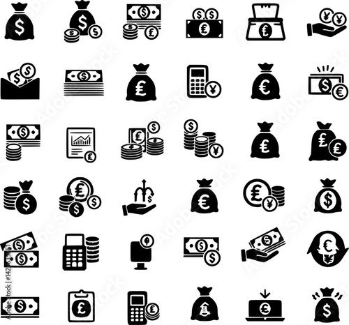 Money Icons vector set PNG clipart