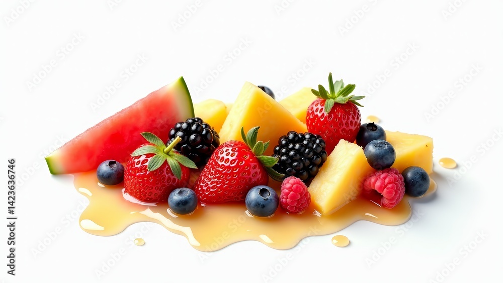 Assorted Fresh Fruits With Honey Drizzle Assorted Fresh Fruits With Honey Drizzle