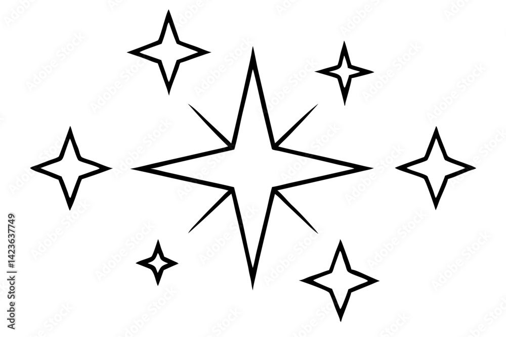 Sleek Cosmic Star Line Drawing Sleek Cosmic Star Line Drawing