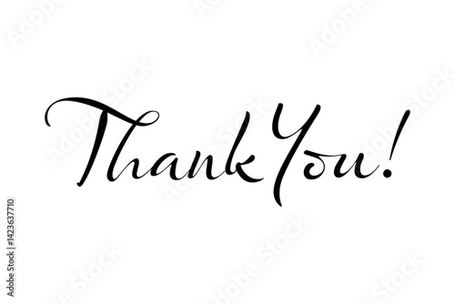 手書き風の書体で書いたThank You !（ありがとう）の文字（カリグラフィー）
