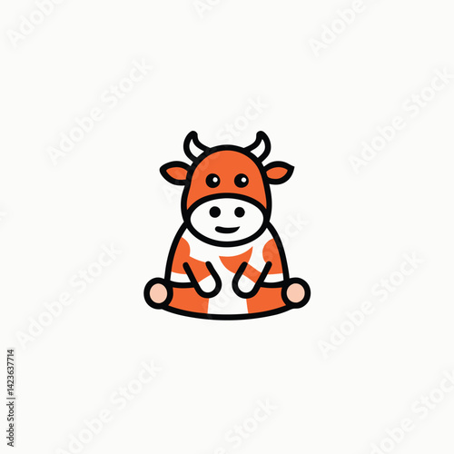 Cute cow meditation yoga cartoon vector icon Can used for t-shirt, greeting card, invitation card or mascot.