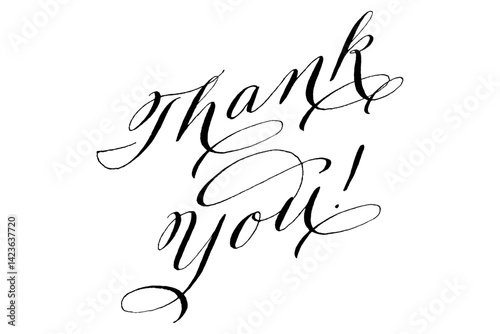 手書き風の書体で書いたThank You !（ありがとう）の文字（カリグラフィー）
