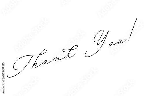 手書き風の書体で書いたThank You !（ありがとう）の文字（カリグラフィー）
