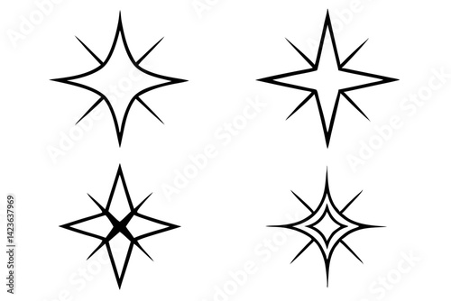 Sleek Cosmic Star Line Drawing